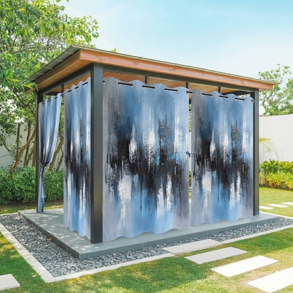 Outdoor Curtains for Patio Waterproof, Blue Grey Black Windproof Pravicy Outside Porch Blackout Curtain, Smear Street Graffiti Painting Grunge Art Sun Blocking Grommets Curtains for Cabana 54"x84"