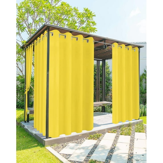 Outdoor Curtains for Patio Waterproof Bright Yellow Indoor/Outdoor Curtain Tiebacks Solid Color Privacy Curtain Sun Blocking Grommet Drapes for Pergolas Gazebo Porch Balcony 1 Panel 54x84 Inch