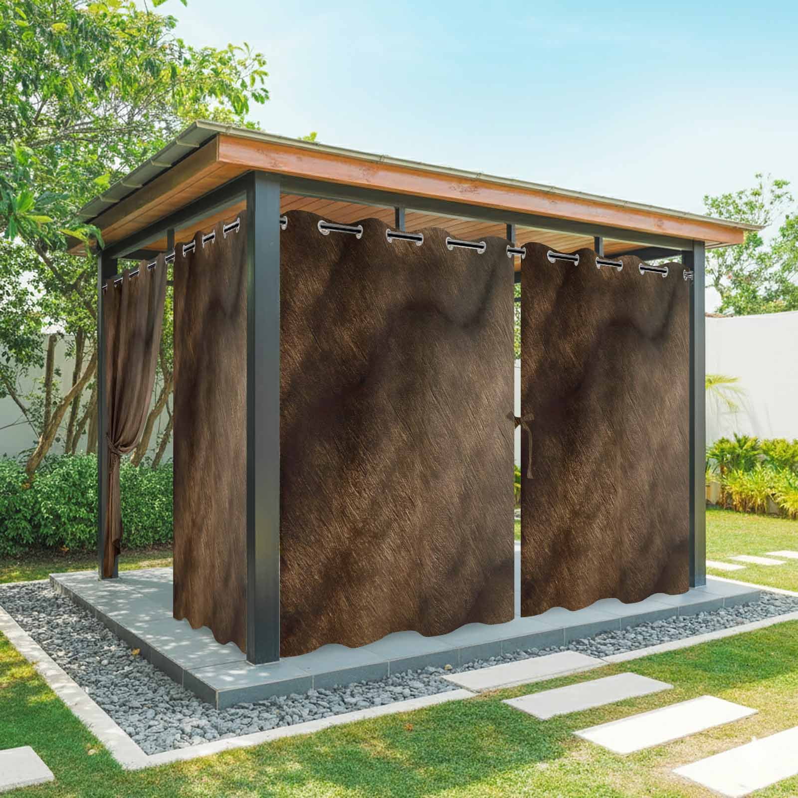 Outdoor Curtains for Patio Waterproof, Brown Wood Outdoor Privacy Panels Grommet, Vintage Farmhouse Wooden Planks Blackout Outside Curtains for Porch/Cabana/Pergola/Gazebo 54"x108", 1 Panel