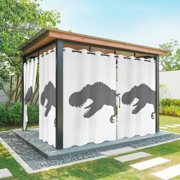 Outdoor Curtains for Patio Waterproof, Cartoon Animals Outdoor Privacy Panels Grommet, Funny Minimalism Grey Silhouettes Blackout Outside Curtains for Porch/Cabana/Pergola/Gazebo 54"x108", 2 Panels