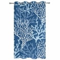 thumbnail image 1 of Outdoor Curtains for Patio Waterproof, Dark Blue Coral Pattern Grommet Gazebo Curtains Drapes for Porch, Pergola,Backyard,Outside, Privacy Panel 54 x 84 Inch, Summer Coastal Ocean, 1 of 9