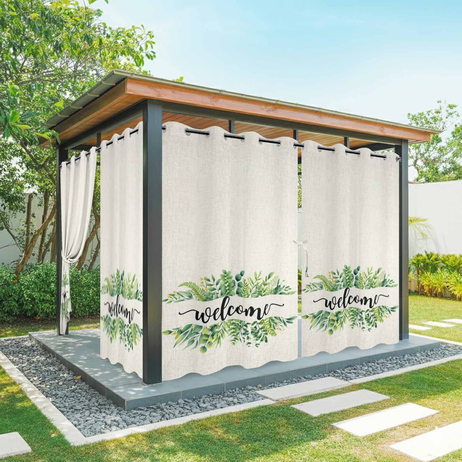 Outdoor Curtains for Patio Waterproof, Eucalyptus Leaves Outdoor Privacy Panels Grommet, Farmhouse Vintage Green Leaf Branches Blackout Outside Curtains for Porch/Cabana 54"x108", 1 Panel