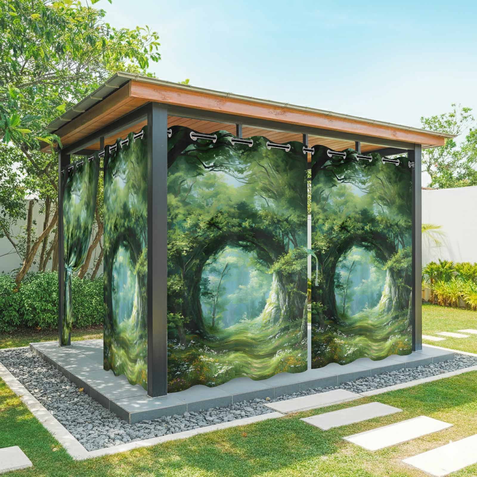 Outdoor Curtains for Patio Waterproof, Forest Outdoor Privacy Panels ...