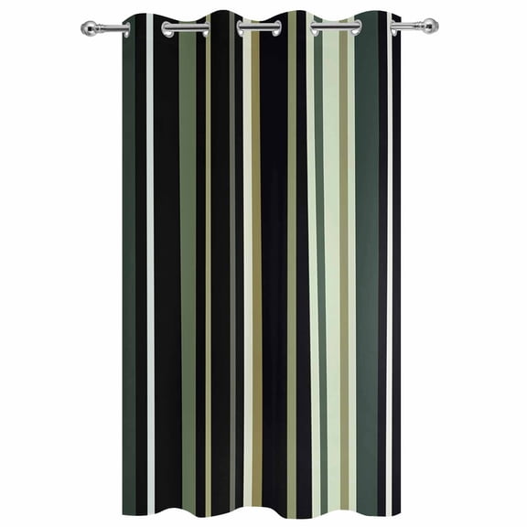 Outdoor Curtains for Patio Waterproof, Green Black Retro Stripe Grommet Gazebo Curtains Drapes for Porch, Pergola,Backyard,Outside, Privacy Panel 54 x 84 Inch, Minimalist Geometric Pattern