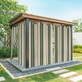 thumbnail image 1 of Outdoor Curtains for Patio Waterproof, Green Brown Striped Windproof Pravicy Outside Porch Blackout Curtain, Modern Stripes Art Farmhouse Sun Blocking Grommets Curtains for Cabana 2 Panels 54"x95", 1 of 9
