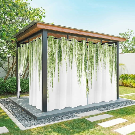 Outdoor Curtains for Patio Waterproof, Green Outdoor Privacy Panels Grommet, Summer Botanical Leaves Watercolor Blackout Outside Curtains for Porch/Cabana/Pergola/Gazebo 54"x84", 1 Panel