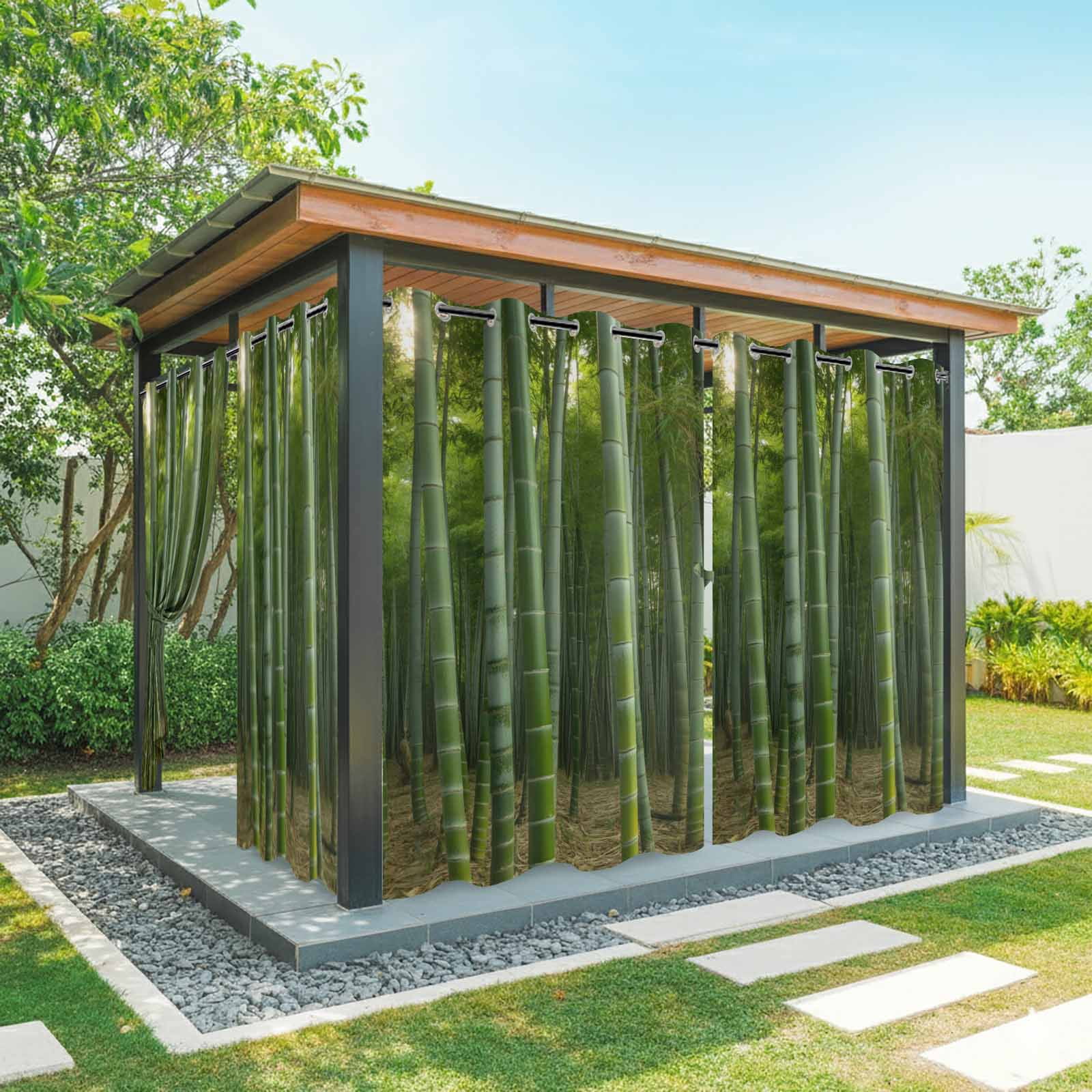 Outdoor Curtains for Patio Waterproof, Green Plants Outdoor Privacy Panels Grommet, Forest Natural Landscape Botanical Blackout Outside Curtains for Porch/Cabana/Pergola/Gazebo 54"x95", 2 Panels