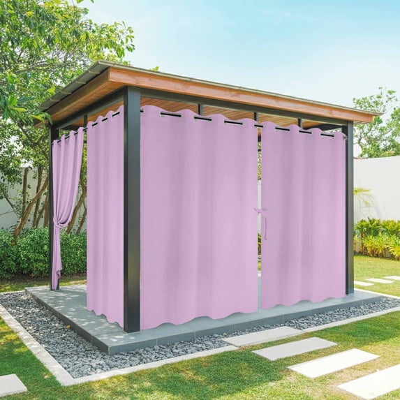 Outdoor Curtains for Patio Waterproof Lavender Indoor/Outdoor Curtain Tiebacks Solid Purple Color Privacy Curtain Sun Blocking Grommet Drapes for Pergolas Gazebo Porch Balcony 2 Panel 54x108 Inch