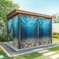 thumbnail image 1 of Outdoor Curtains for Patio Waterproof, Light Blue Ocean Waves Outdoor Privacy Panels Grommet, Summer Beach Coastal Abstract Blackout Outside Curtains for Porch/Cabana/Pergola/Gazebo 54"x95", 2 Panels, 1 of 8