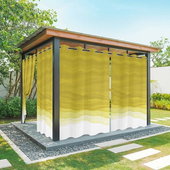 Outdoor Curtains for Patio Waterproof, Ombre Yellow Waves Outdoor Privacy Panels Grommet, Abstract Art Gradient Modern Blackout Outside Curtains for Porch/Cabana/Pergola/Gazebo 54"x108", 2 Panels