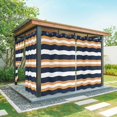 thumbnail image 1 of Outdoor Curtains for Patio Waterproof, Orange Navy Blue Striped Windproof Pravicy Outside Porch Blackout Curtain, Minimalist Farmhouse Lines Sun Blocking Grommets Curtains for Cabana 2 Panels 54"x84", 1 of 9