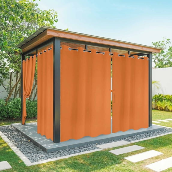 Outdoor Curtains for Patio Waterproof, Orange Windproof Pravicy Outside Porch Blackout Curtain, Pure Orange Sun Blocking Grommets Curtains for Cabana Gazebo 54"x95"