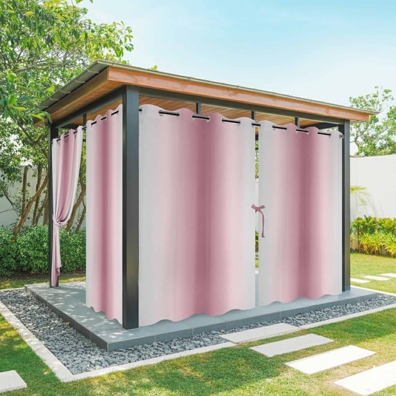 Outdoor Curtains for Patio Waterproof, Pink Grey Ombre Outdoor Privacy Panels Grommet, Farmhouse Gradient Minimalist Blackout Outside Curtains for Porch/Cabana/Pergola/Gazebo 54"x95", 1 Panel