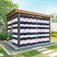 thumbnail image 1 of Outdoor Curtains for Patio Waterproof, Pink Navy Blue Striped Windproof Pravicy Outside Porch Blackout Curtain, Minimalist Abstract Lines Artwork Sun Blocking Grommets Curtains for Cabana 54"x84", 1 of 9