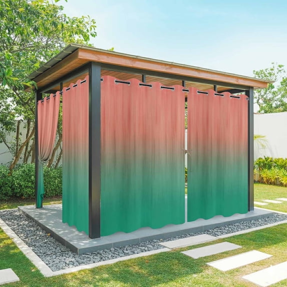 Outdoor Curtains for Patio Waterproof, Red Green Ombre Outdoor Privacy Panels Grommet, Modern Art Gradient Orange Blackout Outside Curtains for Porch/Cabana/Pergola/Gazebo 54"x108", 1 Panel
