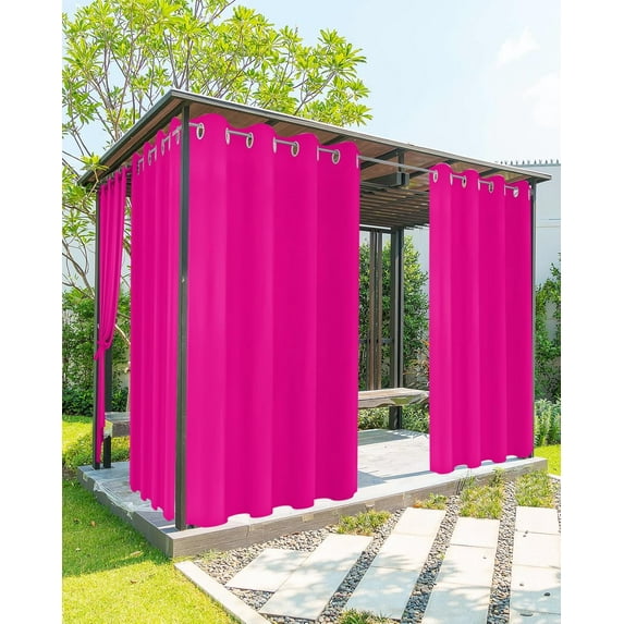 Outdoor Curtains for Patio Waterproof Solid Color Indoor/Outdoor Curtain Tiebacks Pure Pink Rosy Simple Privacy Curtain Sun Blocking Grommet Drapes for Pergolas Gazebo Porch Balcony 1 Panel 54x84
