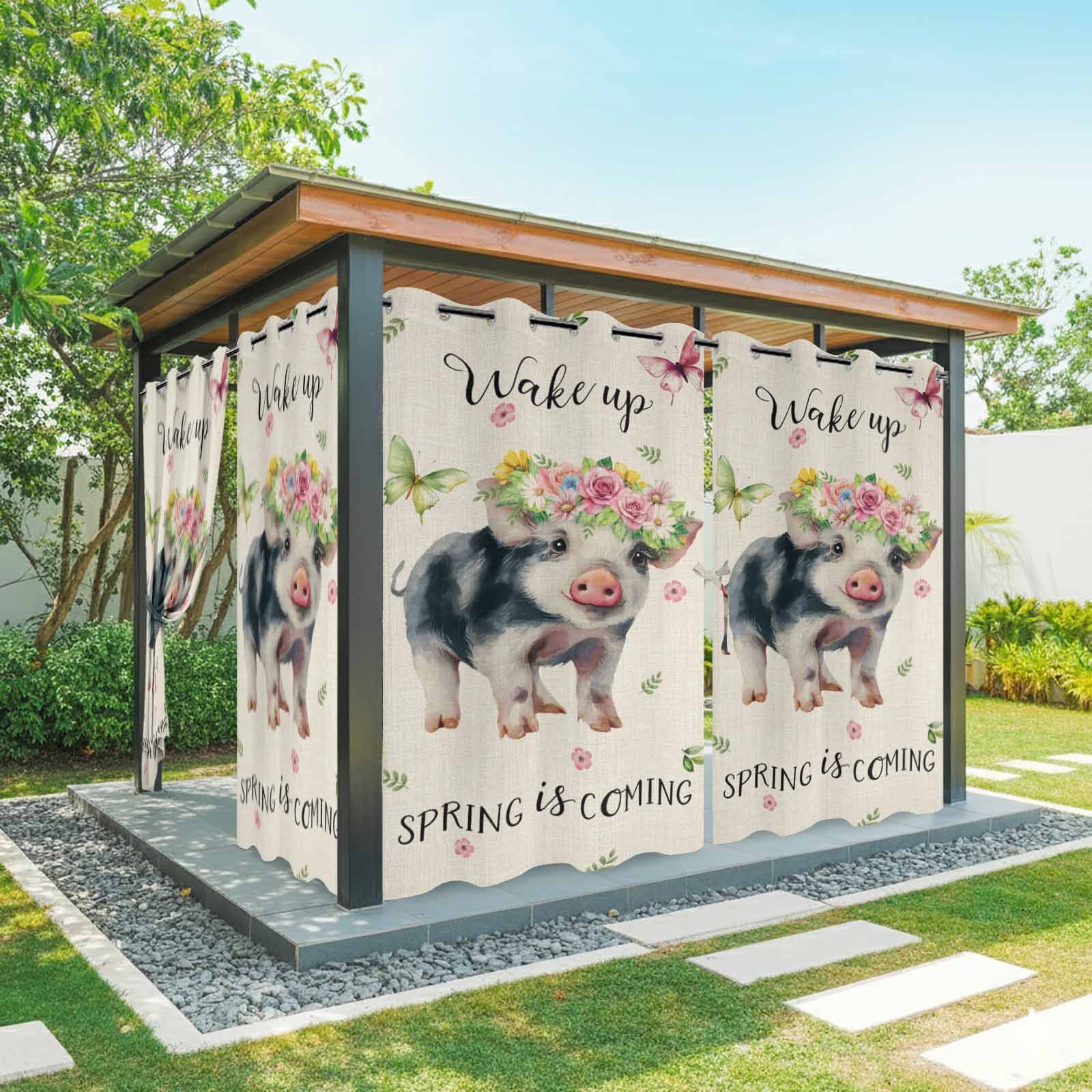 Waterproof Spring Outdoor Curtains for Patio Waterproof, Spring Pig Outdoor Privacy ...
