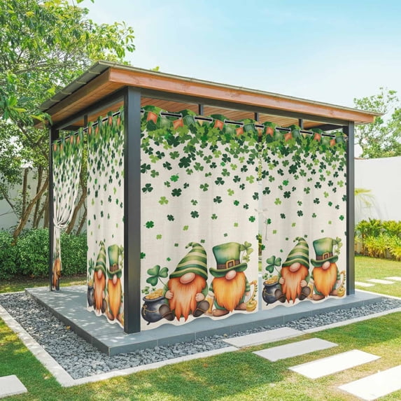 Outdoor Curtains for Patio Waterproof, St. Patrick's Day Outdoor Privacy Panels Grommet, Green Lucky Shamrocks Harp Beer Retro Rustic Blackout Outside Curtains for Porch/Cabana 54"x95", 1 Panel