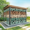 thumbnail image 1 of Outdoor Curtains for Patio Waterproof, Teal Green Brown Outdoor Privacy Panels Grommet, Farmhouse Dog Paw Vintage Blackout Outside Curtains for Porch/Cabana/Pergola/Gazebo 54"x108", 2 Panels, 1 of 8