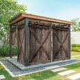 thumbnail image 1 of Outdoor Curtains for Patio Waterproof, Vintage Brown Windproof Pravicy Outside Porch Blackout Curtain, Retro Country Wooden Farmhouse Sun Blocking Grommets Curtains for Cabana Gazebo 54"x108", 1 of 9