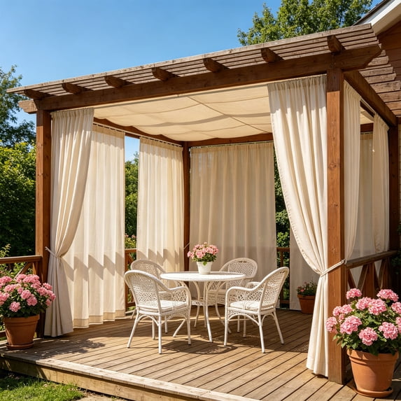 Outdoor Curtains Rod Pocket, Waterproof Patio Drapes Fade Resistant, Light Filtering Privacy Curtains for Gazebo, Pergola, Porch, Sunroom, Cabana, 1 Panel