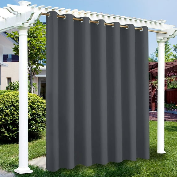 Outdoor Curtains Waterproof - Sun Blocking Curtains Heavy Duty Vertical Blind Grommet Shades for Garage Patio Door Window Porch Pergola, W 100 inches x L 84 inches, Gray, 2 Panel