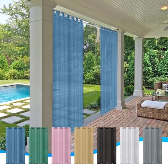 Outdoor Curtains Window Curtains Waterproof Transparent Windproof Grommet Top Polyester Patio Screen Drape 51x72in for Gazebo Porch Terrace Pavilion by PALIFEUR