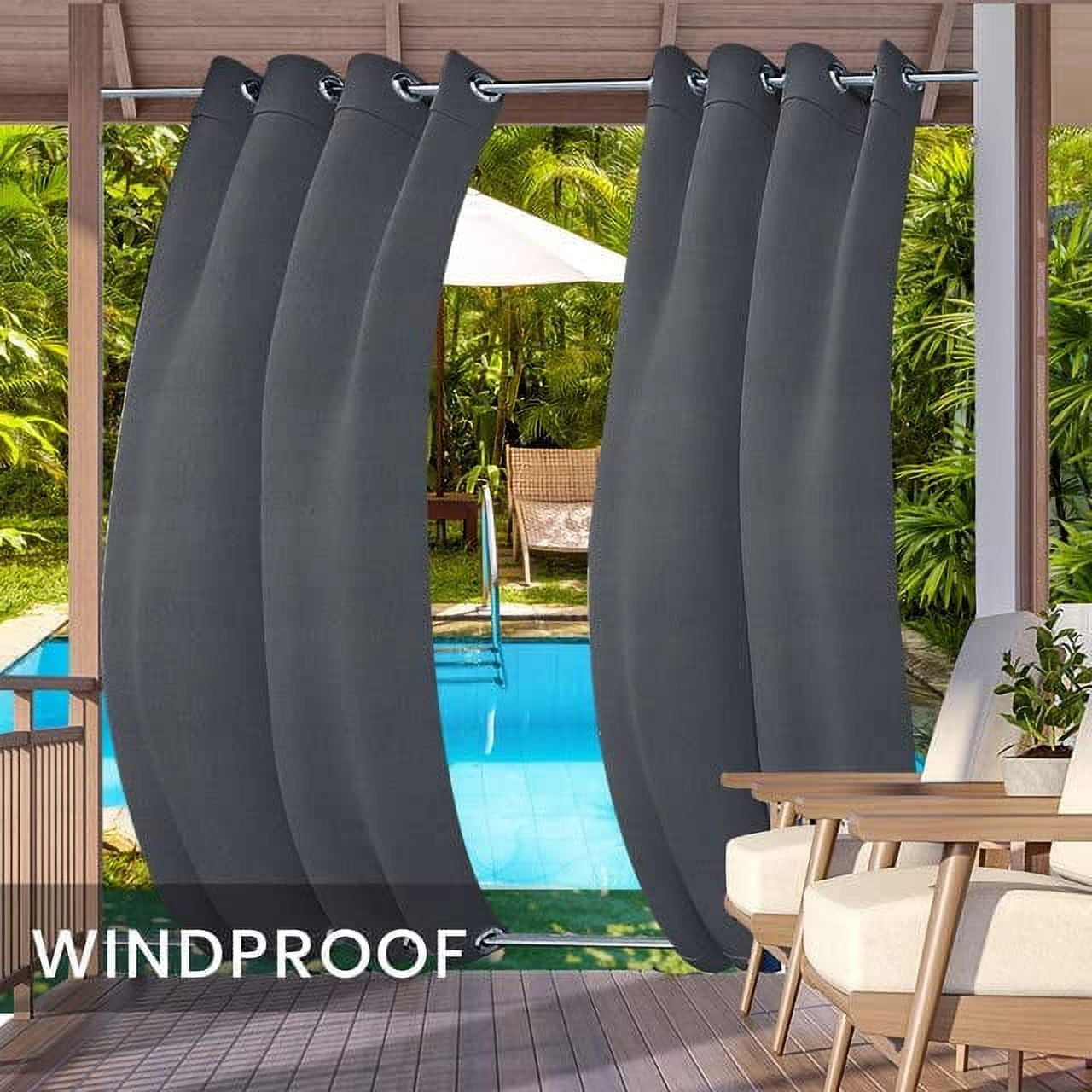 Outdoor Curtains for Garden Patio Gazebo Pergola, Waterproof,Windproof