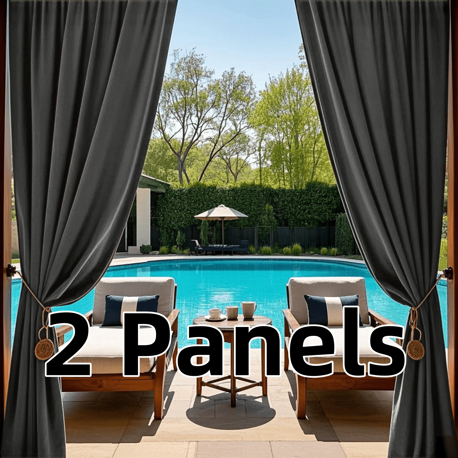 Outdoor Curtains for Patio, Light Filtering Gazebo Curtain for Pergola/Porch, UV & Privacy Protection Outside Drape, 52" Wide, 2 Panels