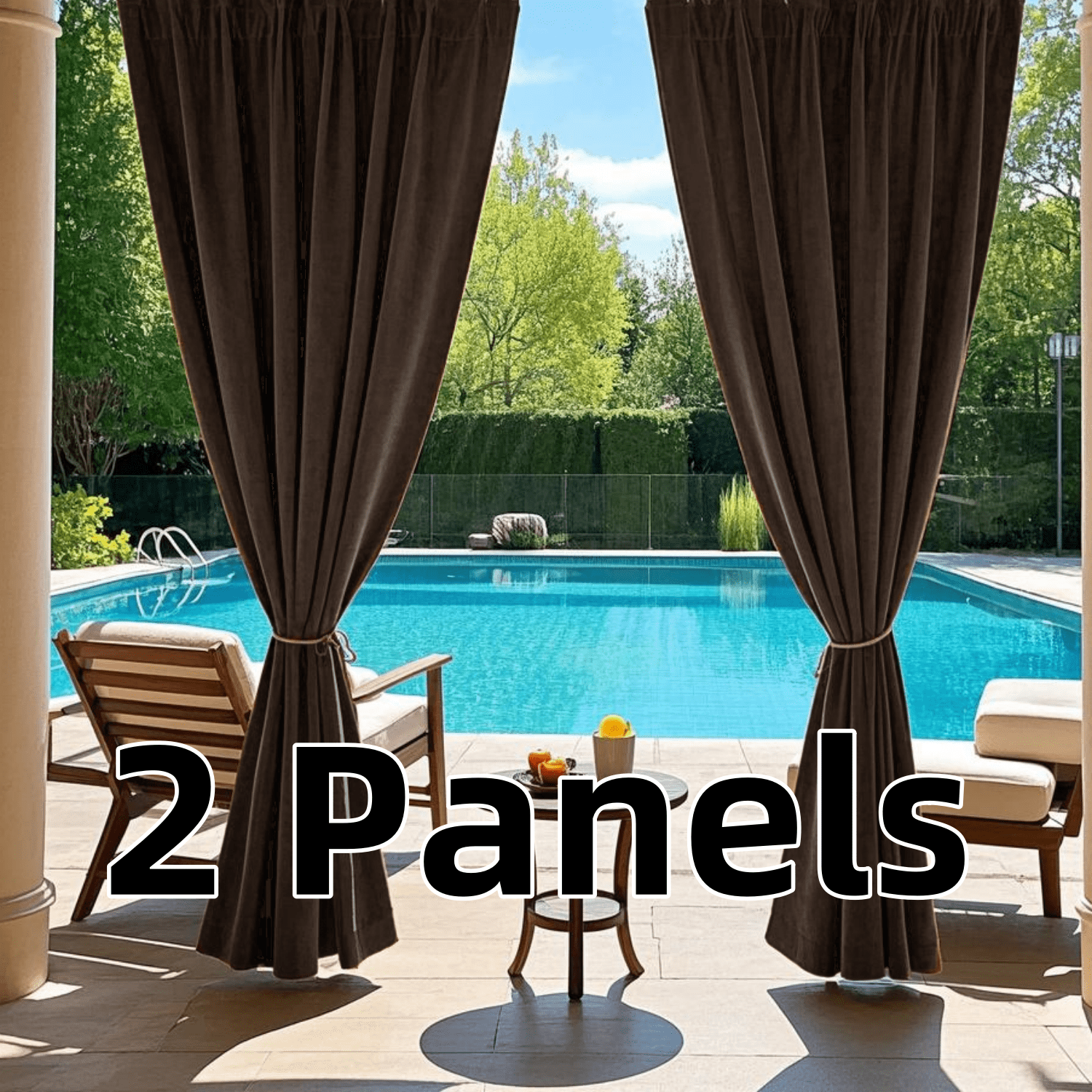 Outdoor Curtains for Patio, Light Filtering Gazebo Curtain for Pergola/Porch, UV & Privacy Protection Outside Drape, 52" Wide, 2 Panels