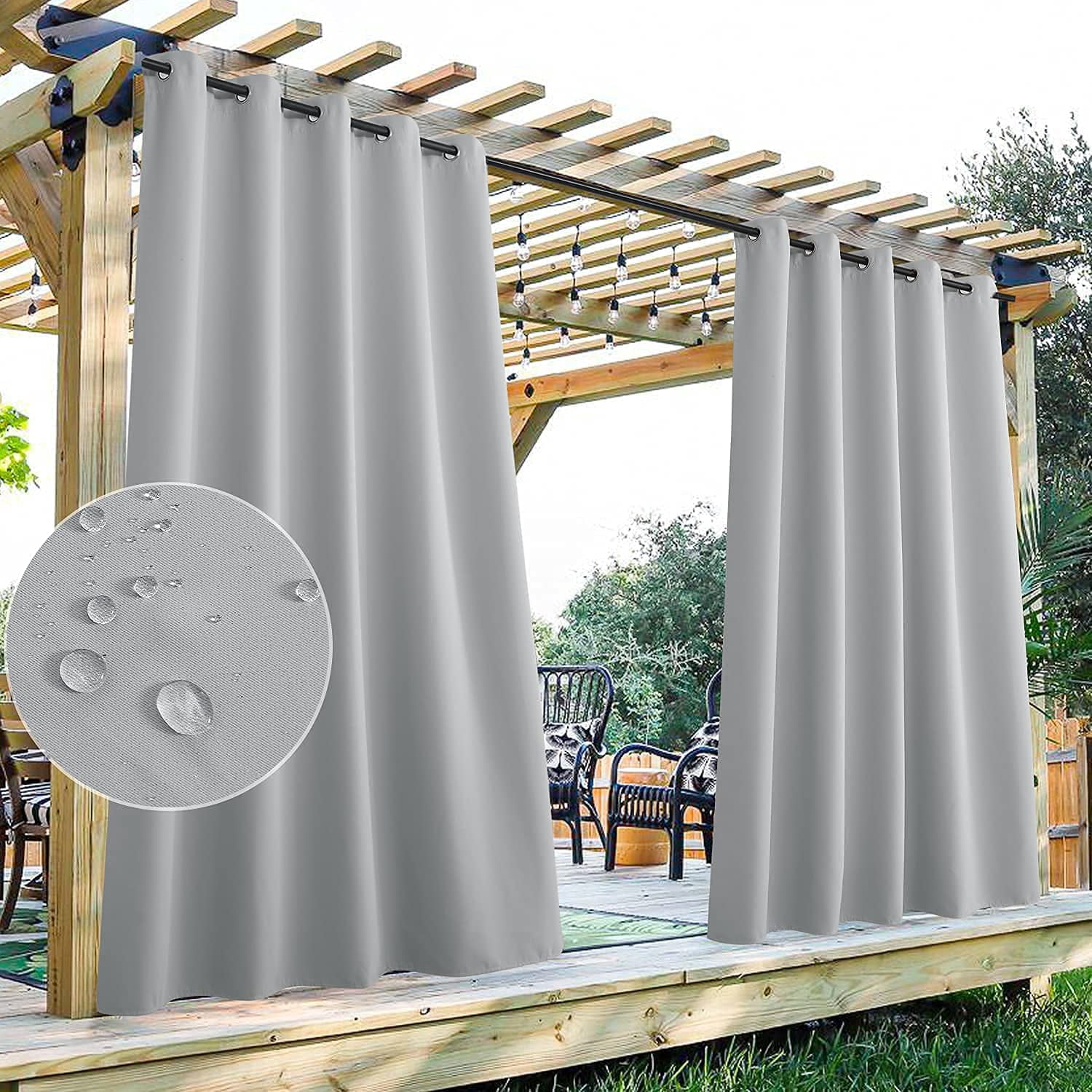 Slider Sign Panel Outdoor Curtains for Patio W70 x L95 Inch Silver Grey, 1 Panel ...