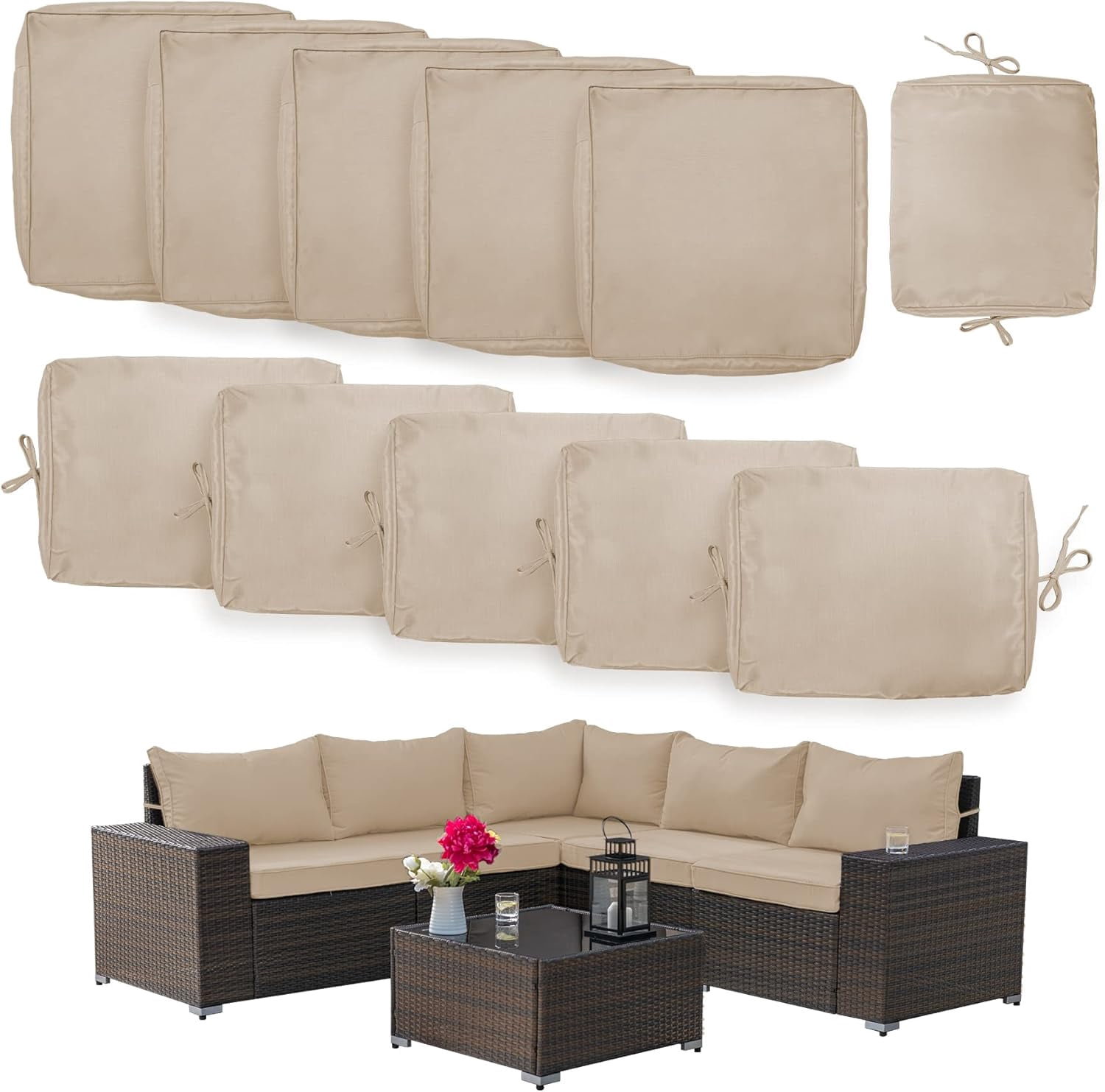 Outdoor Cushion Covers 11 Pieces Patio Cushion Covers Replacement for ...
