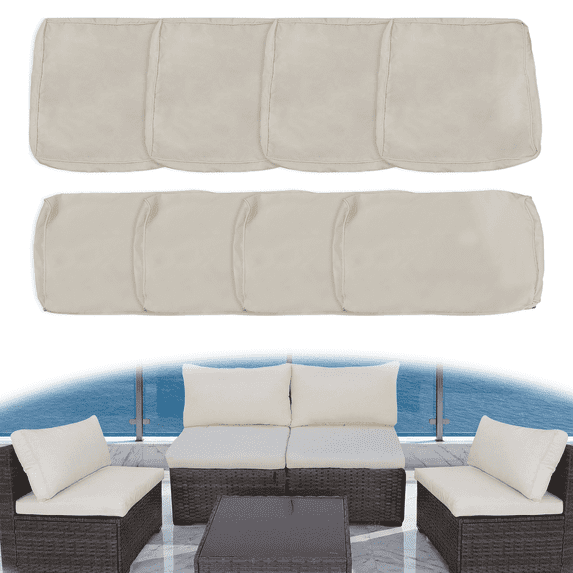 MOLIBYME 8Pcs Outdoor Cushion Covers, Patio Cushion Slipcovers Replacement with Zipper for Outdoor Furniture, Covers Only