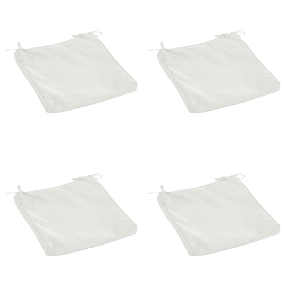 Outdoor Cushion Covers, Waterproof Square Patio Chair Seat Slipcovers with Ties, Replacement Covers for Rattan Sofa Lounge Furniture, Garden & Yard, 4 Pack (White)
