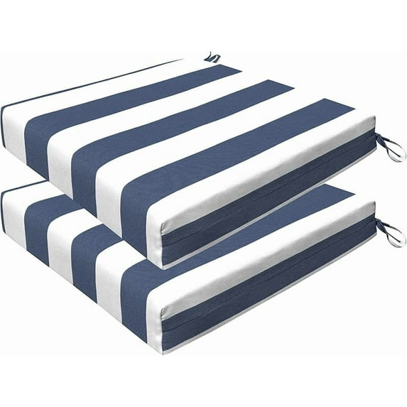Outdoor Cushion Set 20" x 20", Cabana Stripe Blue & White Dining Patio Cushions