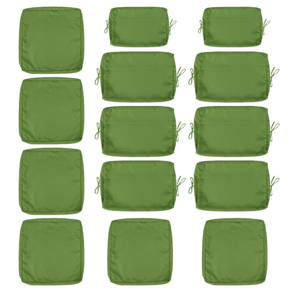 Outdoor Cushion Slipcovers for 6-Seater Wicker Rattan Sectional Sofa, 14-Pack Green Cushion Covers Set with Zipper, Waterproof UV Resistant Patio Furniture Protector