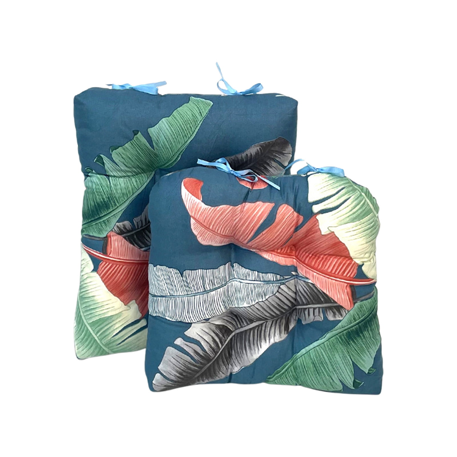 Outdoor Cushions 17" x 17" Patio Chair Seat Pads, Set of 2 Thick Fill Tufted Square Patio Cushions, Water-Resistant Olefin Chair Seat Cushion with Ties for Non-Slip Support