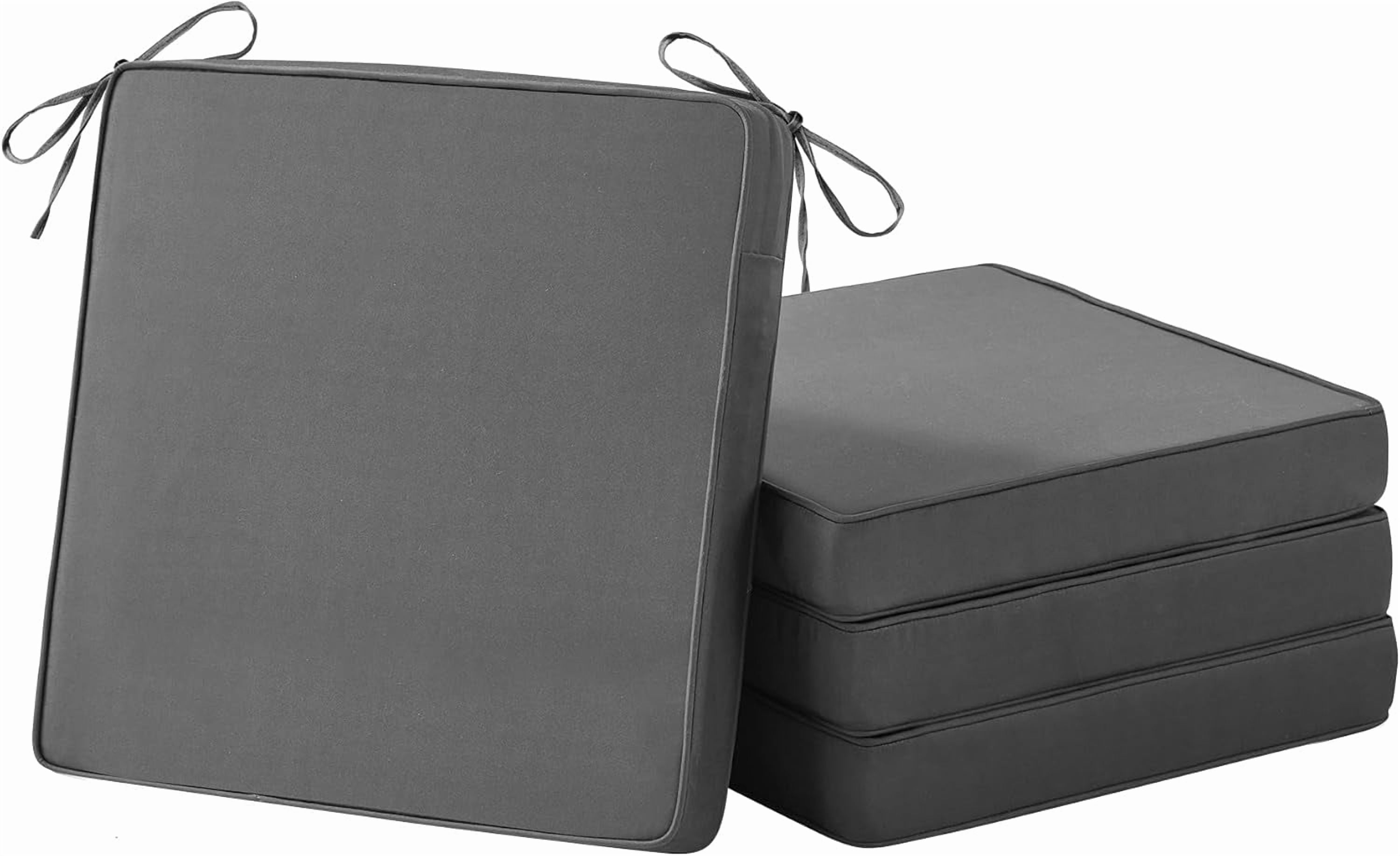 is Outdoor Cushions 4pcs Set, 19" x 19" x 3" Waterproof Outdoor Cushions for Patio Furniture, Outdoors Seat Cushions Set of 4 with Handle and Ties, Dark Grey