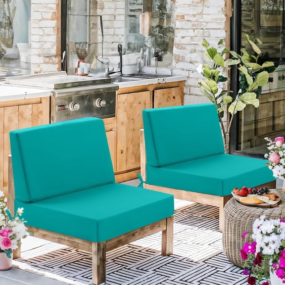 Outdoor Cushions for Furniture, Outdoor Seat and Back Cushion, Waterproof Hampton Bay Deep Seat Replacement Couch Cushions for Garden Lawn, 26.5x26.5 Blue