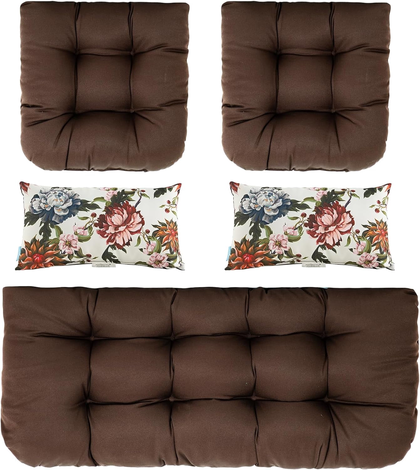 Outdoor Cushions Loveseat All Weather Chair Cushions Bench Cushions Set of 5 Wicker Tufted Pillow for Patio Furniture