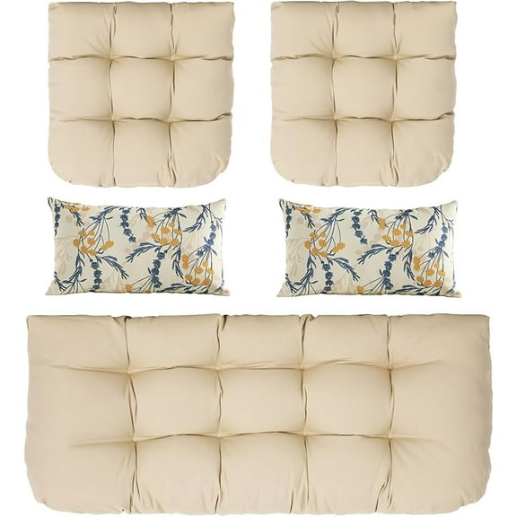 Outdoor Cushions Loveseat All Weather Chair Cushions Bench Cushions Set of 5 Wicker Tufted Pillow for Patio Furniture