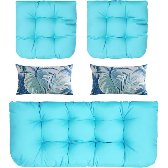 Outdoor Cushions Loveseat All Weather Chair Cushions Bench Cushions Set of 5 Wicker Tufted Pillow for Patio Furniture
