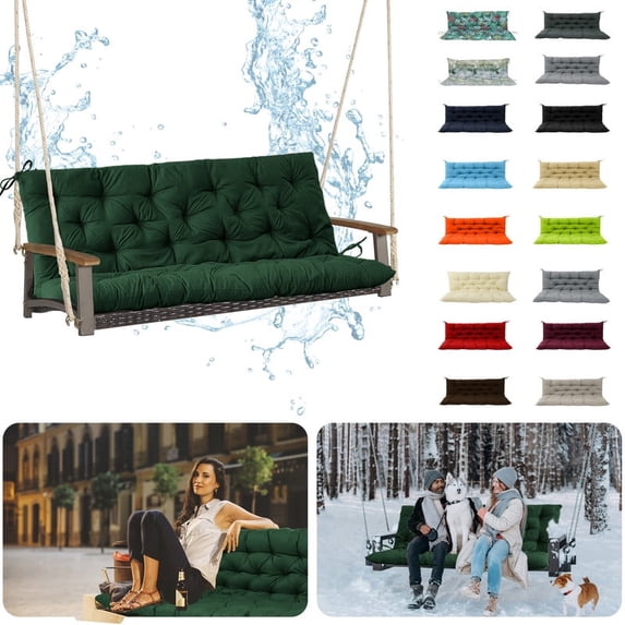 Outdoor Cushions for Patio Furniture, 4" Thick Waterproof Porch Swing Cushions Replacement with Backrest, 2-3 Seater Bench Cushion(Dark green,40*71in)