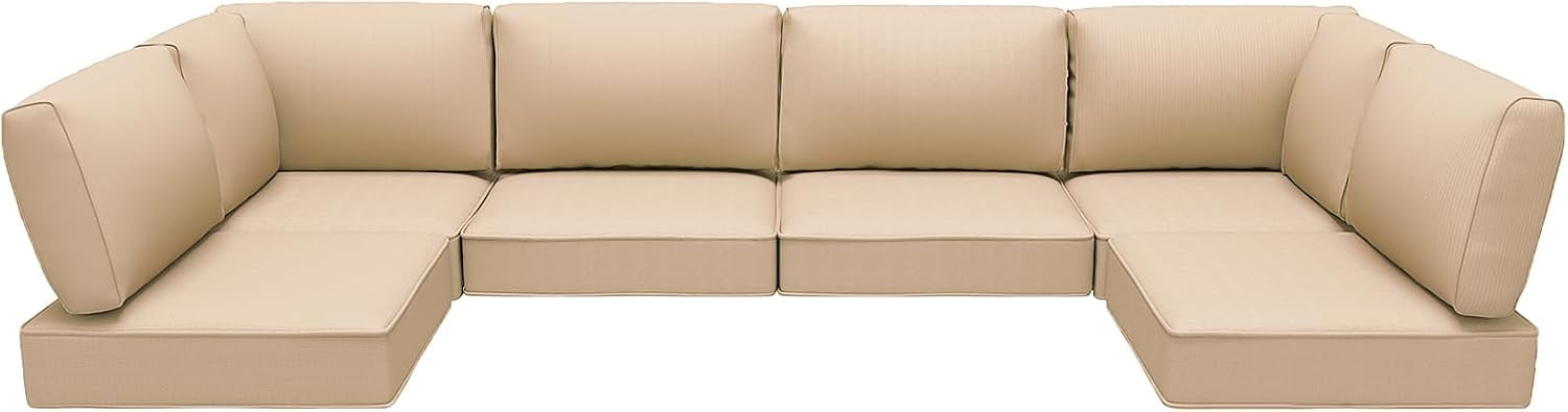 Outdoor Cushions Set of 14 for 7 Pieces Sectional Rattan Conversation Sets,Outdoor Furniture Replacement Cushions for Patio Furniture,4-INCH Replacement Sofa Cushions