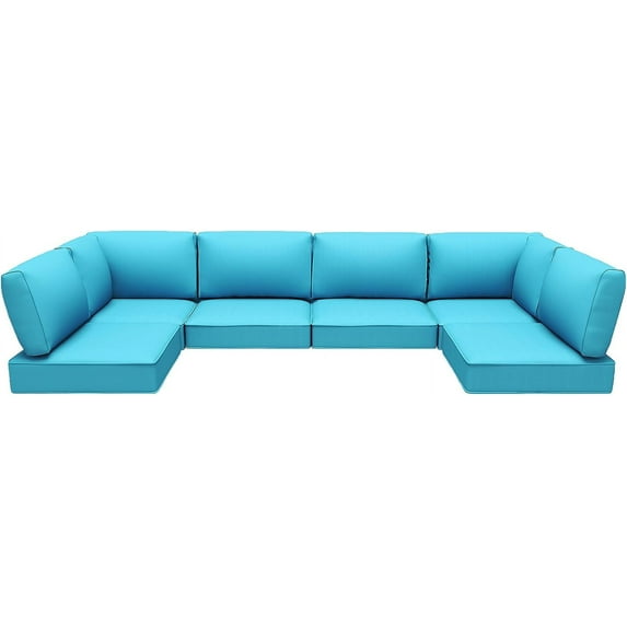 Outdoor Cushions Set of 14 for 7 Pieces Sectional Rattan Conversation Sets,Outdoor Furniture Replacement Cushions for Patio Furniture,4-INCH Replacement Sofa Cushions