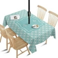 thumbnail image 1 of Outdoor Cyan Blue Tablecloth with Umbrella Hole and Zipper,Rectangle Waterproof Wrinkle Free Table Cloth Decorative Fabric Washable Table Cover for Patio, Party, Picnic 60 X 84 Inch, 1 of 1