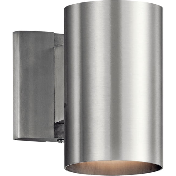 Outdoor Cylinder Wall Mount Sconce DownLight, Brushed Aluminum 1-Light (5" W x 7" H) 65 Watts