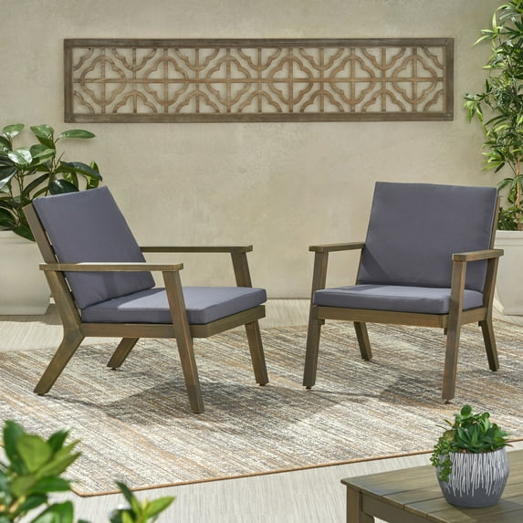 Outdoor Dark Grey Chair - Club Style With Wood, 30.53 In. Tall, 31.93 Wide, 25.9 Deep, 21.24 Lb In Wood Material,