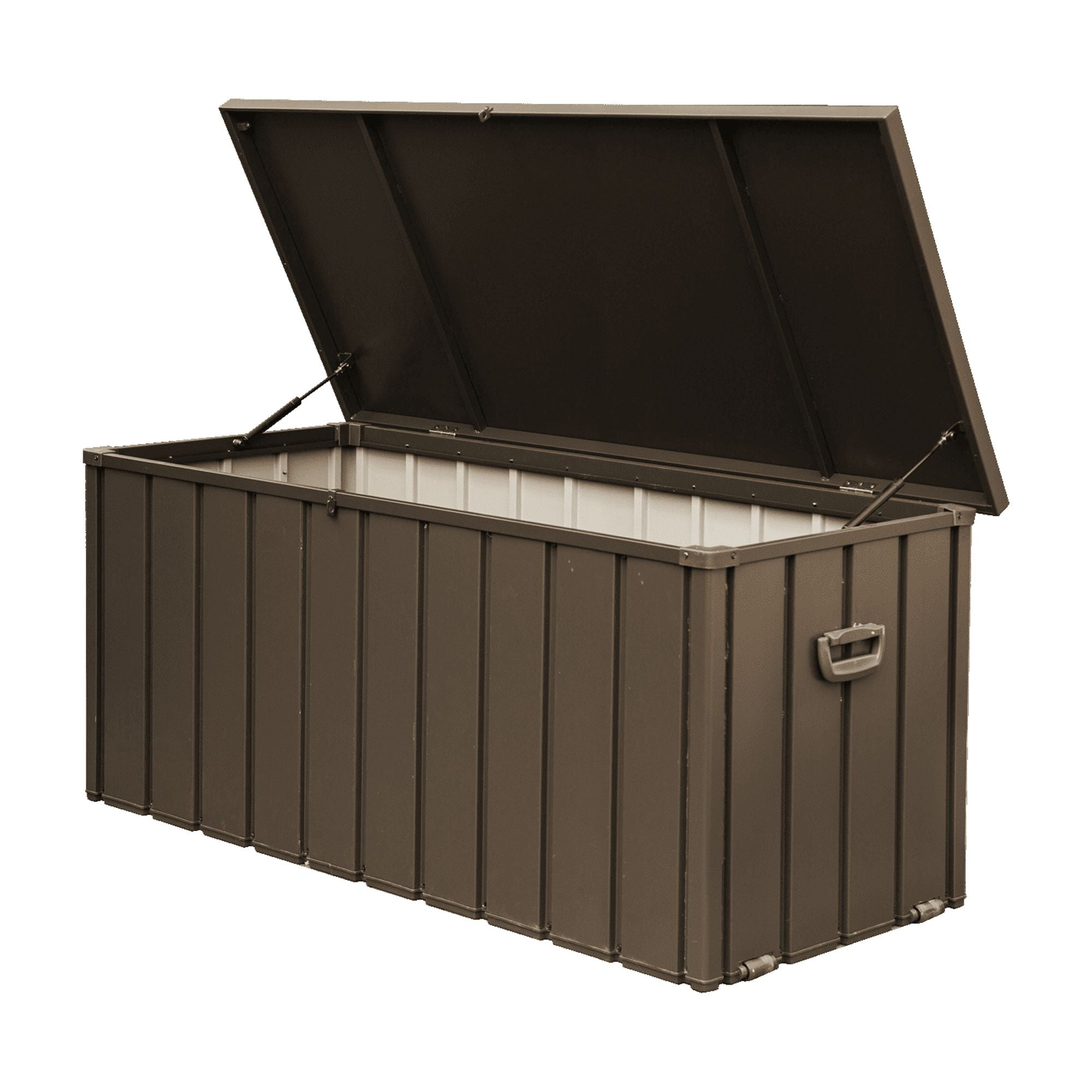 Outdoor Deck Box, 100 Gallon Waterproof Patio Storage Bin for Garden Tools Furniture Cushions Pool Supplies, Dark Brown