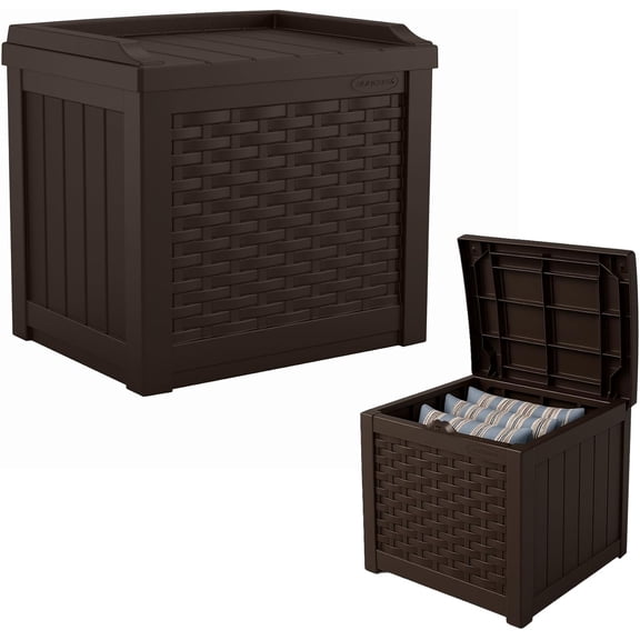 Outdoor Deck Box - 22 Gallon Java Resin Outdoor Storage Box, Weatherproof Patio Storage Bin Container for Seating & Organizing Cushions, Tools & Towels for Pool, Yard, & Garden